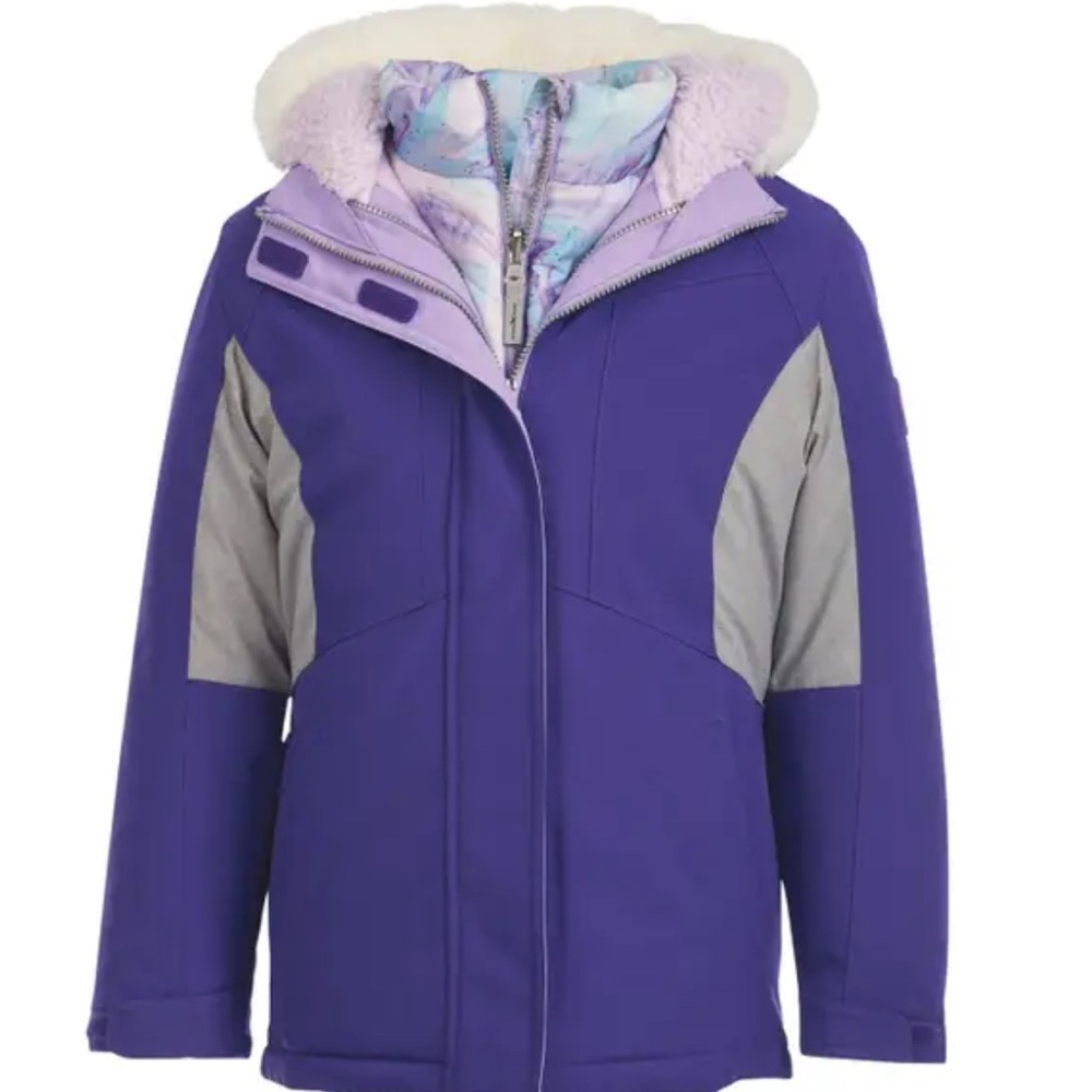 Zeroxposur 2 in 1 Jackets Kids Purple/ Gray Faux Fur Soft Fleece Hoodie Coats.XL